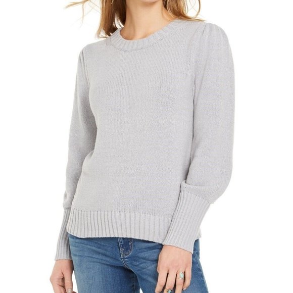 NWT STYLE & CO LIGHT GRAY HEATHER PUFFY SLEEVE SWEATER XL - Picture 2 of 8